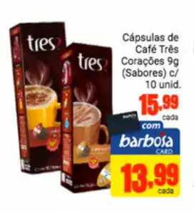 Barbosa Supermercados Capsulas de Cafe Tres Coracoes 9g (Sabores) c/ 10 unid. oferta