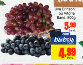 Barbosa Supermercados Uva Crimson ou Vitoria Bandeja 500g oferta