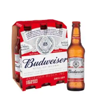 Carvalho Supermercado Pack cerveja budweiser, lager, 330ml long neck com 6 und oferta