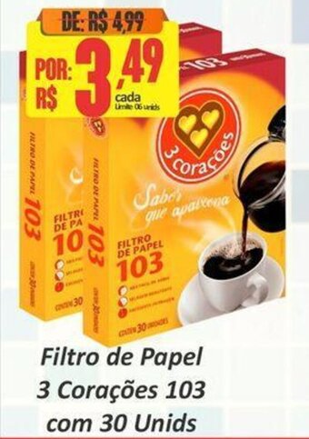 Big Supermercados Filtro de Papel 3 Corações 103 com 30 Unids oferta