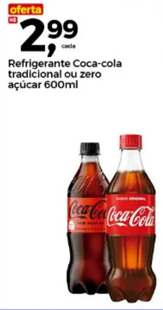 Frangolândia Refrigerante Coca-cola tradicional ou zero açúcar 600ml oferta