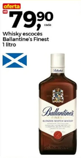 Frangolândia Whisky escocês Ballantine's Finest 1 litro oferta