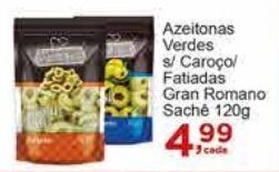 Azeitonas Verdes s/ Caroçol Fatiadas Gran Romano Saché 120g