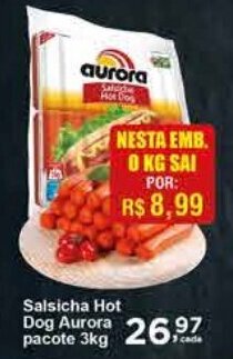 Rossi Supermercado Salsicha Hot Dog Aurora pacote 3kg oferta