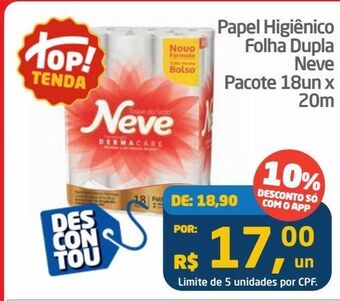 Tenda Atacado Papel higiênico folha dupla neve pacote 18un x 20m oferta