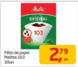 Filtro de papel melitta 103 30un