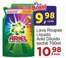 Rossi Supermercado Lava Roupas Liquido Ariel Diluido sachê 700ml oferta