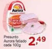 Rossi Supermercado Presunto Aurora fatiado cada 100g oferta