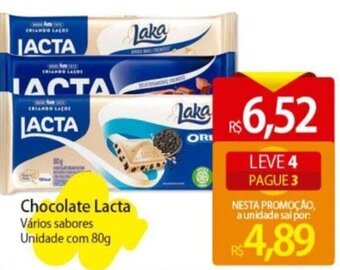 Atacadão Chocolate Lacta Vários sabores Unidade com 80g oferta