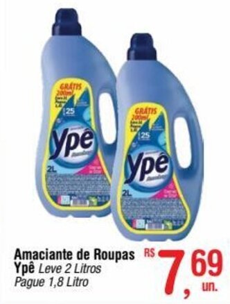 Fort Atacadista Amaciante de Roupas Ypê Leve 2 Litros Pague 1,8 Litro oferta