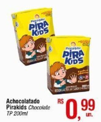 Fort Atacadista Achocolatado Pirakids Chocolate TP 200ml oferta