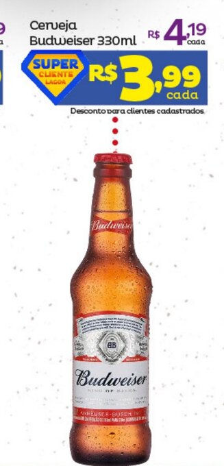 Super Lagoa Cerveja Budweiser 330ml oferta