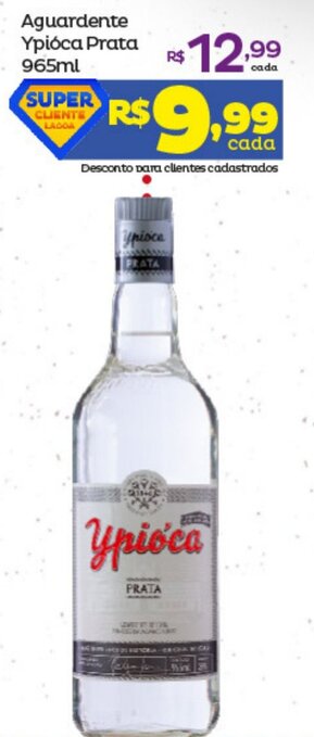 Super Lagoa Aguardente Ypioca Prata 965ml oferta