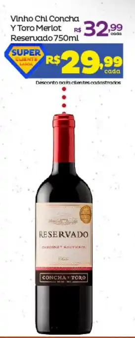 Super Lagoa Vinho Chi Concha Y TOro Merlot Reservado 750ml oferta