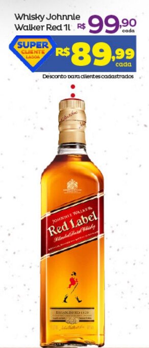 Super Lagoa Whisky Johnnie Walker Red 1L oferta