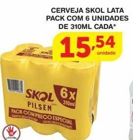 Roldão Cerveja skol lata pack com 6un 310ml oferta