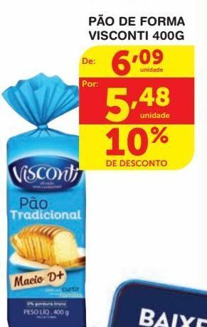 Roldão Pão de forma visconti 400g oferta