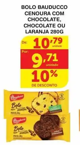 Roldão Bolo bauducco cenoura com chocolate, chocolate ou laranja 280g oferta