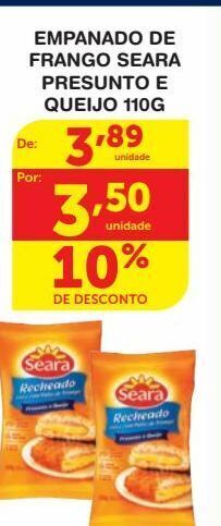 Roldão Empanado de frango seara presunto e queijo 110g oferta
