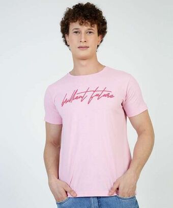 Marisa Camiseta masculina estampa frase manga curta oferta