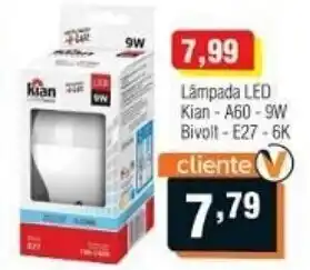 Lampada LED Kian A60 9W Bivolt E27 6k