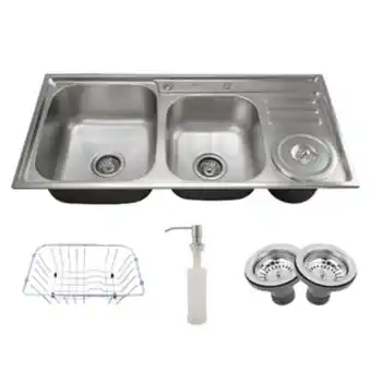 Leroy Merlin Cuba dupla de cozinha com lixeira produzida em aço inox com kit - cbc0007-c oferta