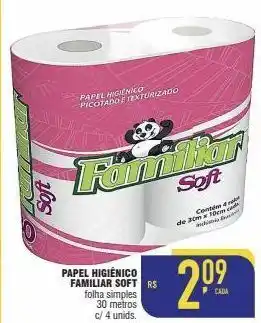 Mercantil Rodrigues Papel higiênico familiar soft folha simples 30 metros c/ 4 unids. oferta