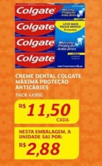 CREME DENTAL COLGATE MÁXIMA PROTEÇÃO ANTICARIES PACK 4X90G