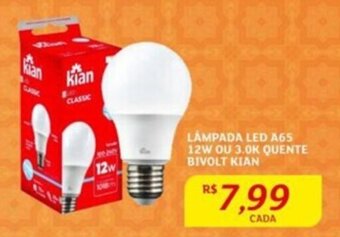 Assaí Atacadista LAMPADA LED A65 12W OU 3.0K QUENTE BIVOLT KIAN oferta