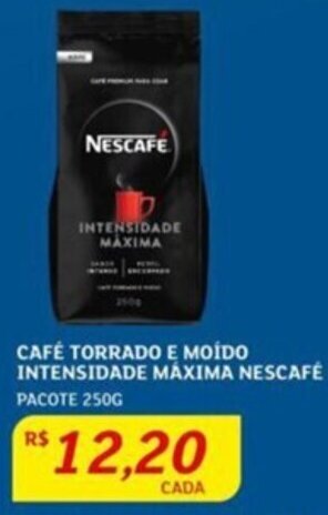 CAFÉ TORRADO E MOÍDO INTENSIDADE MÁXIMA NESCAFÉ PACOTE 250G