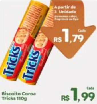 Econômico Atacadão Biscoito Coroa Tricks 110g oferta