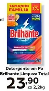 Supermercados Tauste Detergente em Pó Brilhante Limpeza Total cx 2,2kg oferta