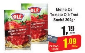 Higa's Supermercado Molho De Tomate Olé Trad. Sache 300gr oferta