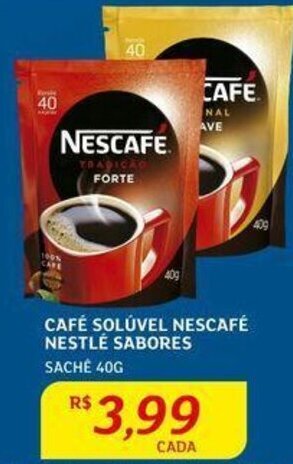 Assaí Atacadista CAFÉ SOLÚVEL NESCAFÉ NESTLÉ SABORES SACHÉ 40G oferta