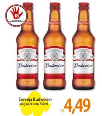 Atacadão Cerveja Budweiser Long neck com 330ml oferta