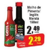Higa's Supermercado Molho de Pimental inglês Maratá 150ml oferta