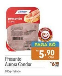 Supermercados Condor Presunto Aurora Condor 200g-Fatiado oferta