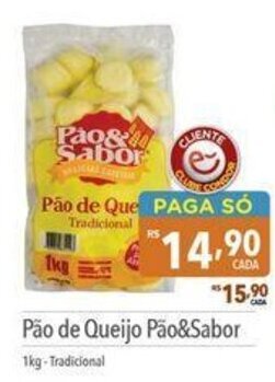 Supermercados Condor Pão de Queijo Pão&Sabor 1kg-Tradicional oferta