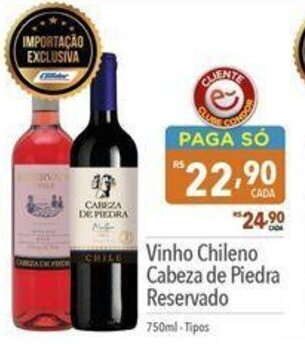Supermercados Condor Vinho Chileno Cabeza de Piedra Reservado 750ml-Tipos oferta