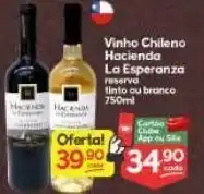 Supermercados Princesa Vinho chileno hacienda la esperanza reserva branco ou tinto 750ml oferta