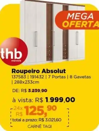 Lojas TaQi Roupeiro Absolut 137583 | 191432 | 7 Portas | 8 Gavetas oferta