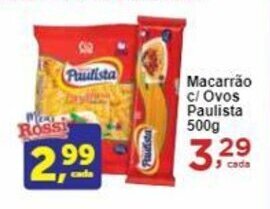 Rossi Supermercado Macarrão c/ Ovos Paulista 500g oferta