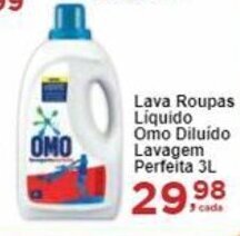 Rossi Supermercado Lava Roupas Líquido Omo Diluído Lavagem Perfeita 3L oferta