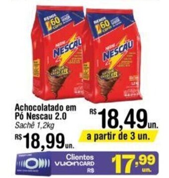 Fort Atacadista Achocolatado em Pó Nescau 2.0 Sachê 1,2kg oferta