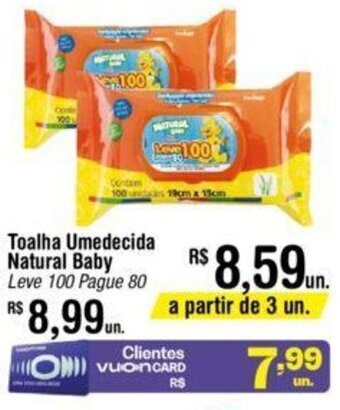 Fort Atacadista Toalha Umedecida Natural Baby Leve 100 Pague 80 oferta