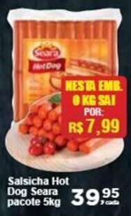Rossi Supermercado Salsicha Hot Dog Seara pacote 5kg oferta