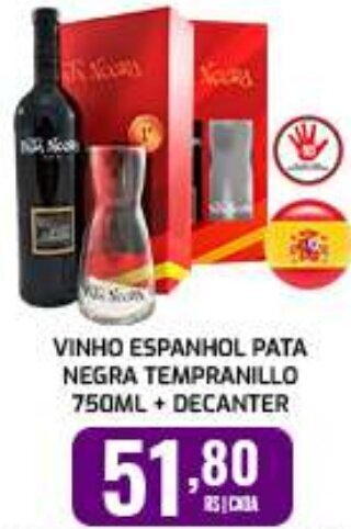 Iquegami Supermercados VINHO ESPANHOL PATA NEGRA TEMPRANILLO 750ML + DECANTER oferta