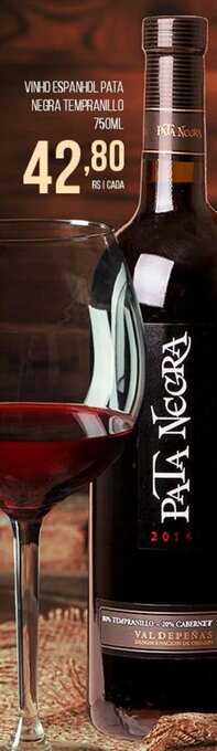 VINHO ESPANHOL PATA NEGRA TEMPRANILLO 750ML
