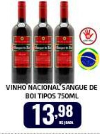 Iquegami Supermercados VINHO NACIONAL SANGUE DE BOI TIPOS 750ML oferta