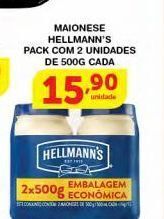 Roldão Maionese hellmann's pack com 2un 500g oferta